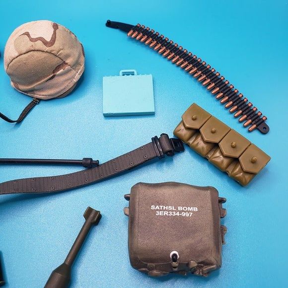 Lot of GI Joe Army Doll Accessories Weapons Helmet Canteen Battle Gear - Picture 2 of 12